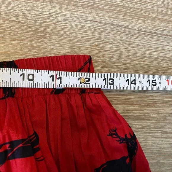 Sharon Young Sportswear Vest and Crinkle Skirt Red Sz S Wildlife Cabincore